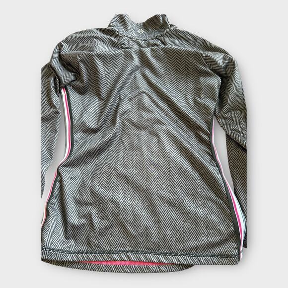 Athleta Womens 1/4 Zip Herringbone Striped Athletic Pullover Gray  Pink sz Small - Picture 5 of 7